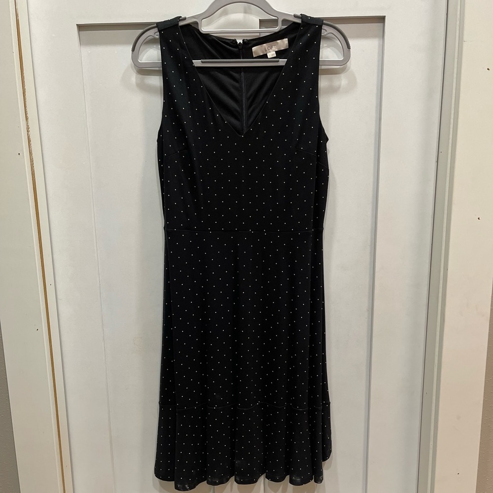 LOFT size 2 black and white polka dot dress